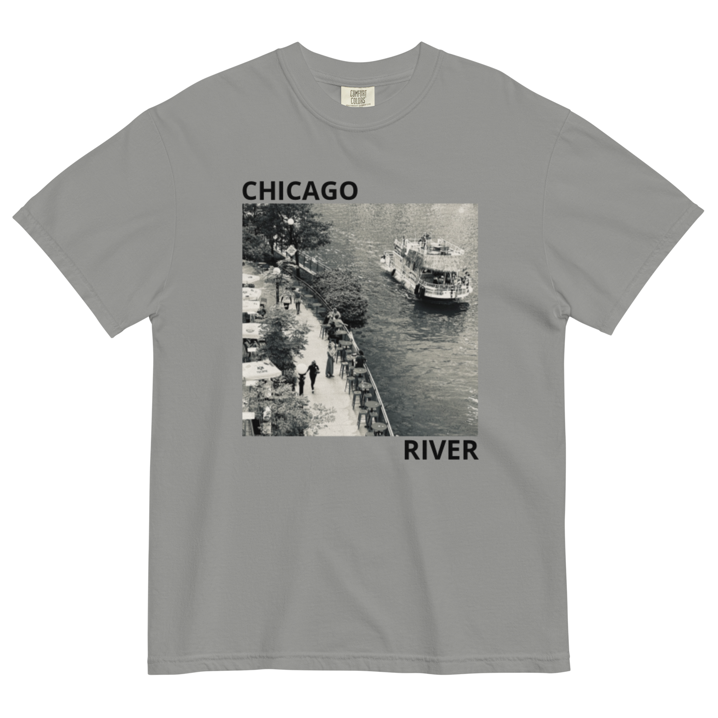 Chicago River Unisex Garment-Dyed Heavyweight T-shirt Grey