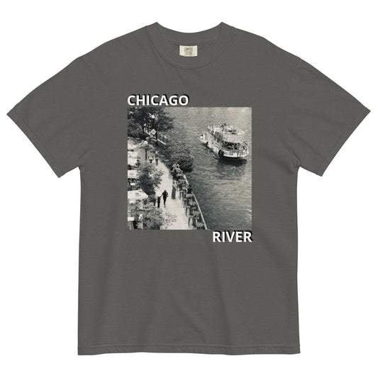 Chicago River Unisex Garment-Dyed Heavyweight T-shirt Pepper Shadow